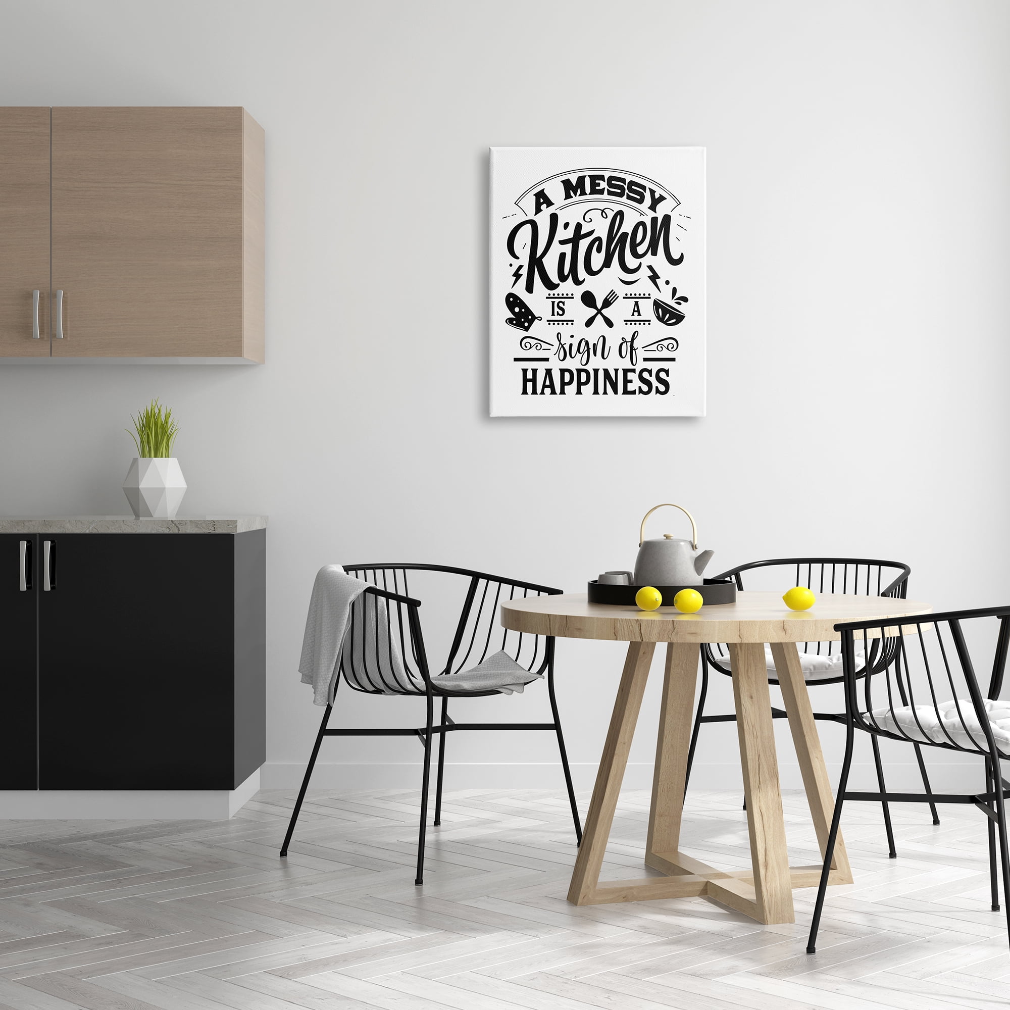 Stupell Industries Kitchen Happiness Retro Style Casual Silverware Motif Graphic Art Gallery Wrapped Canvas Print Wall Art, Design by Lettered and Lined