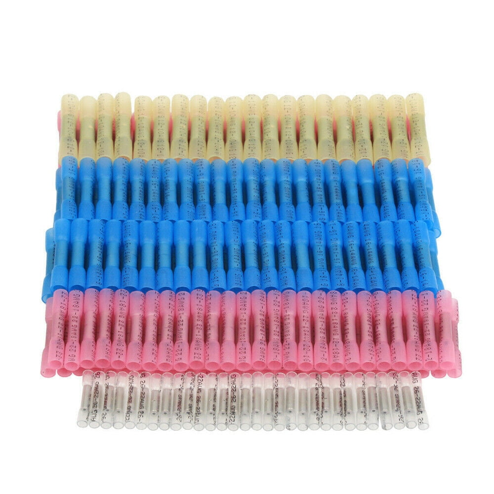 200PCS Heat Shrink Butt Wire Splice Connectors Crimp Terminals 26-10 AWG Set New