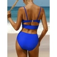 thumbnail image 5 of Women Middle Waisted Bikini Set Bandaged Rushed Swimsuits Sexy Two Piece Swimwear, 5 of 5