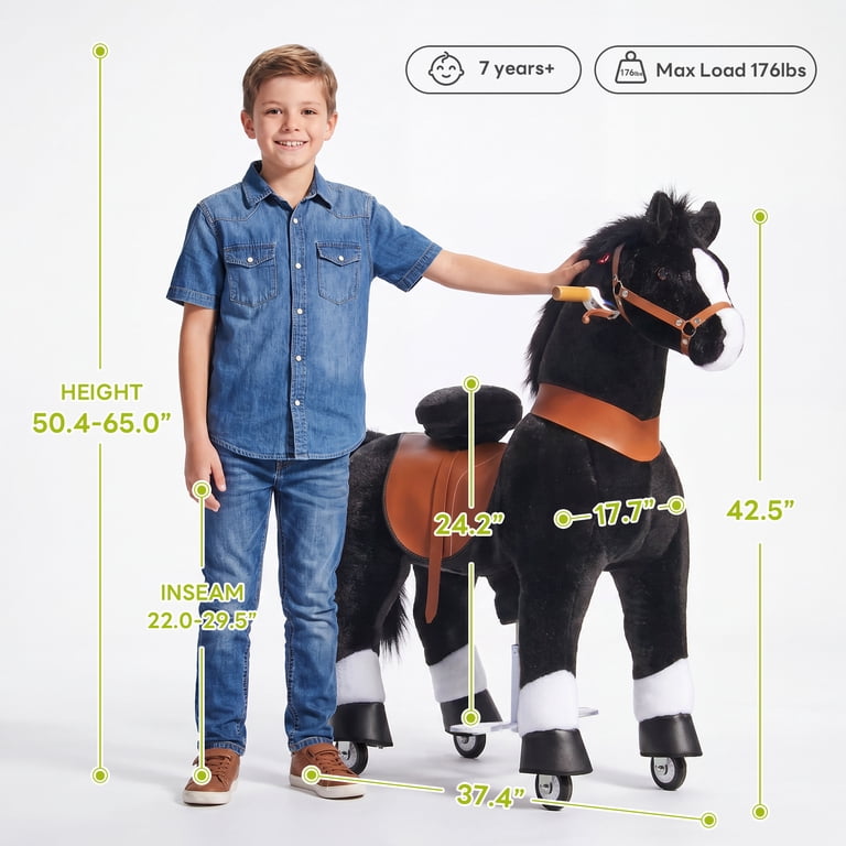 スポーツトイ・アクショントイ SHOWPONY PonyCycle Kids Ride On Stable Power Pony Toy Black for Boys and