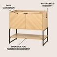 thumbnail image 3 of JONATHAN Y Juhl 35 in. W x 18 in. D x 33 in. H, Chevron-Front 2-Shelf, Bath Vanity Cabinet ONLY, Oak, VAN1015A, 3 of 8