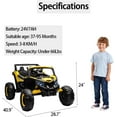 thumbnail image 3 of Lumiparty 2 Seater Ride on UTV Car, 24V Electric Vehicle, Electric Off-Road UTV Car w/Remote Control, 2 * 200W Motor, Spring Suspension, Music, Yellow, 3 of 7