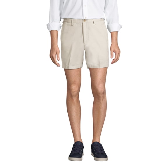 Lands' End Men's No Iron 6" Plain Front Chino Short