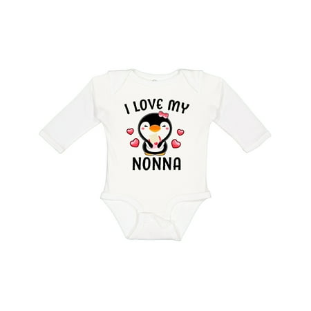 

Inktastic I Love My Nonna with Cute Penguin and Hearts Gift Baby Girl Long Sleeve Bodysuit