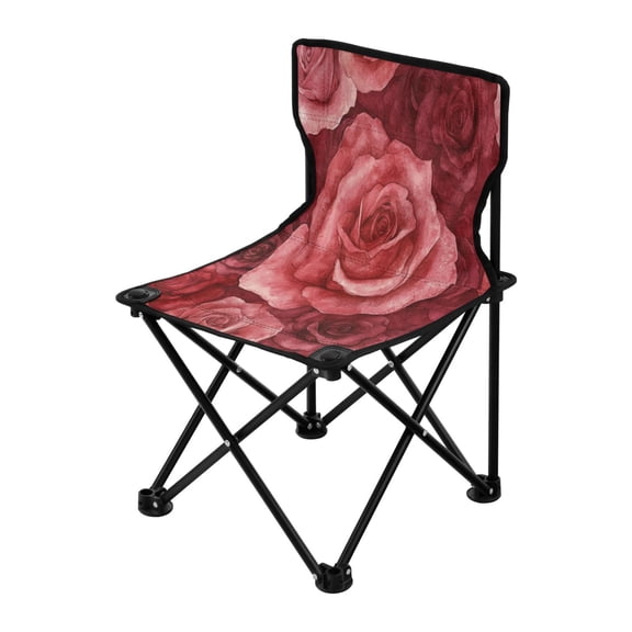 Outdoor Folding Chair 14.46x14.46x22.83 Inches, Camping Folding Chair Easy to Carry Ideal for Outdoor Picnics Camping Park Fishing Red Roses