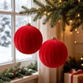thumbnail image 4 of 6 Inch Velvet Christmas Balls, Velvet Xmas Tree Ornaments Balls Decorations Hanging Flocked Ornaments for Christmas Tree Home Garland Holiday Party Decor (Red, 1Pc), 4 of 6