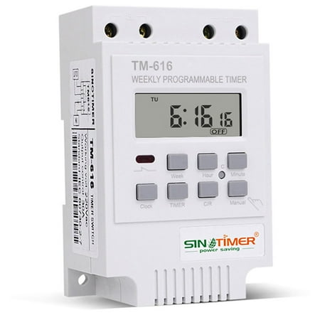 

TM616W-2 30A 220V Electronic Weekly Programmable Digital Time Switch Relay Timer Control Timer Din Rail Moun