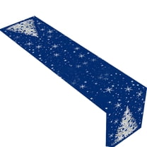 chaungfeng Christmas Tree Snowflakes Table Runner 12"x71", Holiday Decoration Seasonals Winter Blue Kitchen Table Decoration for Restaurant Party Decoration(D)
