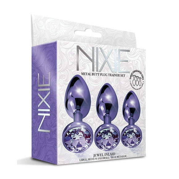 Nixie Metal Butt Plug Trainer Set W/inlaid Jewel - Purple Metallic