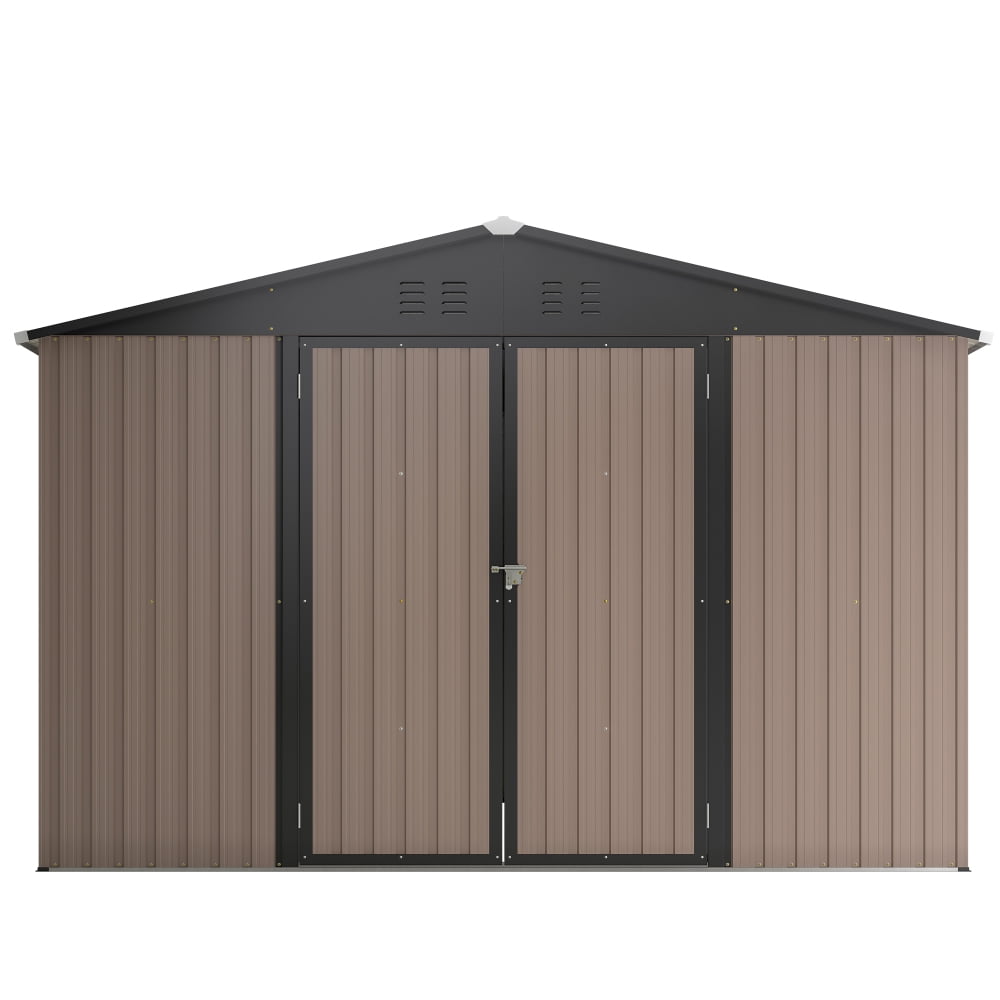 Unbranded 10' x 10' Metal Storage Shed with Durable Steel Design & Lockable Doors, 79 in x 122 in x 118 in, Brown, 2 Pack