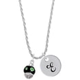 thumbnail image 1 of Delight Jewelry Silvertone Lime Green Dots on Black Spinner Silvertone Script Initial Disc - E - Charm Necklace, 20"+3", 1 of 4