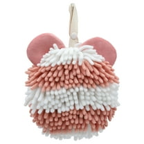 Unique Bargains 1 Pc Soft Absorbent Chenille Fuzzy Ball Hand Towels Pink