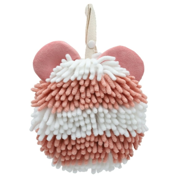 Unique Bargains 1 Pc Soft Absorbent Chenille Fuzzy Ball Hand Towels Pink