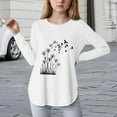 thumbnail image 2 of Povozer Girls Shirts Fashion Girls Casual Long Sleeve T Shirts Kids Crewneck Tops Fashion Tees for 11-12 Years,White, 2 of 4