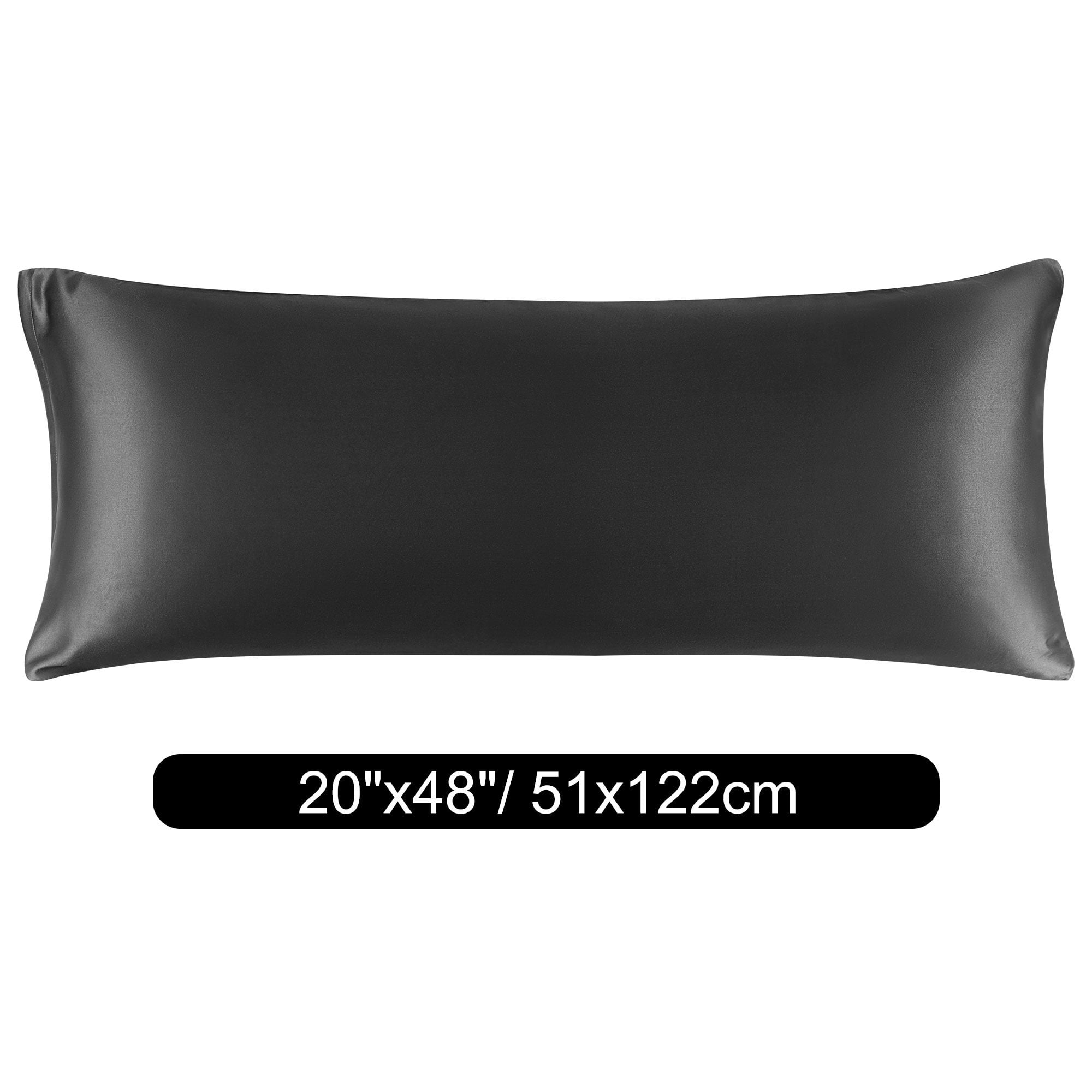 Unique Bargains Satin Body Pillowcases 2 Pcs Zipper Closure Black 20"x48"