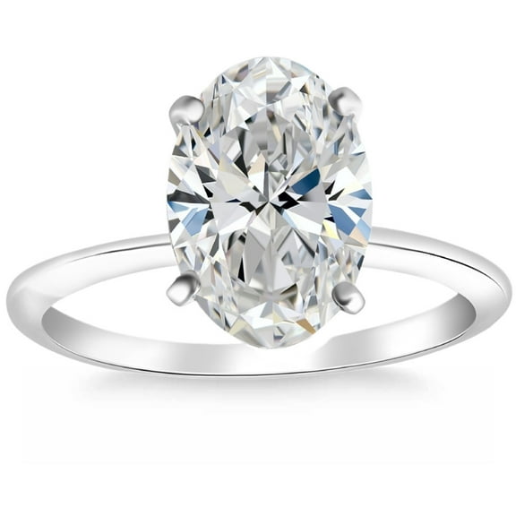 Pompeii Certified 2Ct Oval Diamond Solitaire Thin Engagement Ring Gold Lab Grown