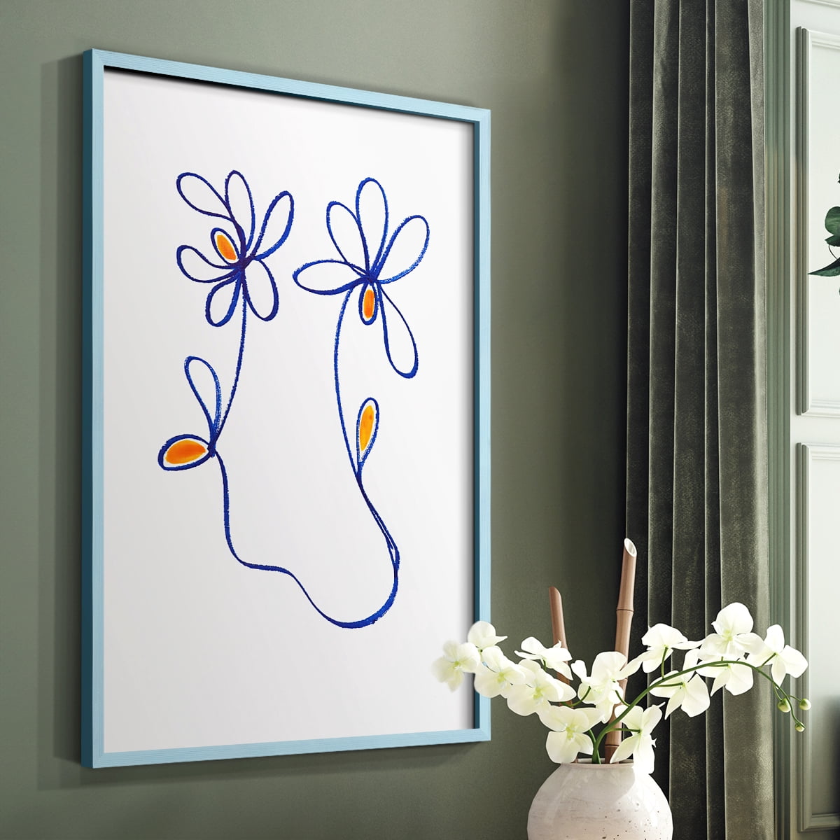 Wobbly Blooms IV Framed Print - Solid Wood in Single Picture Frame Solid Wood 2 Framed Print