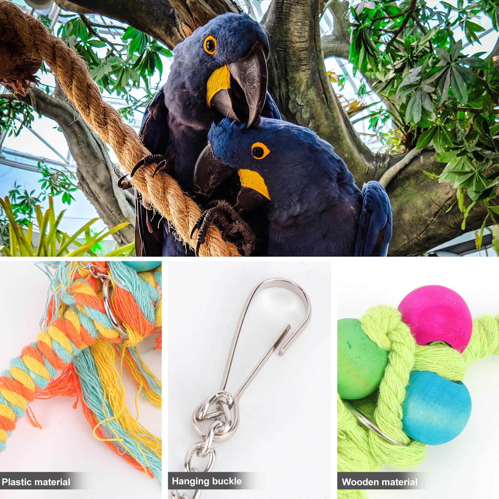 ELAYARD 2- Parrot Hanging Swing Toys with Chewing Accessories for Pet Birds and Small Parakeets