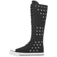 thumbnail image 3 of ANUFER Women Fashion Canvas Dance Boots Knee High Bicycling Boots Girls Fancy School Shoes Black Eyelets SN912AB US5.5, 3 of 7