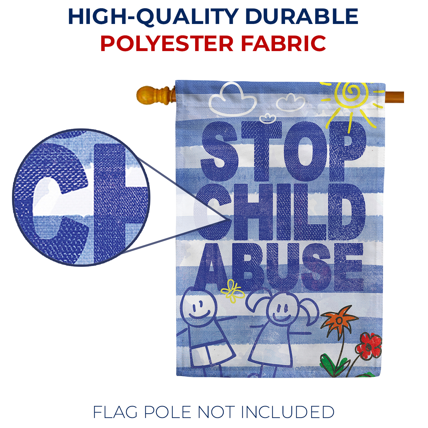 America Forever Stop Child Abuse House Flag, 28 x 40 inch Double Sided, Child Protection Awareness Flag, Blue Ribbon Cause, Child Safety Support, Prevention Education Yard Decor