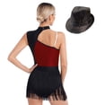 thumbnail image 2 of YONGHS Womens Sleeveless Latin Jazz Dance Leotard Tuxedo Bodysuit Dress With Hat Burgundy XL, 2 of 7