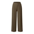 thumbnail image 4 of Lightweight Wide Leg Pants Women Front Seam Elastic Waist Sweatpants Women Casual Lounge Travel Pants with Pockets Solid Color Loose Pants, 4 of 7