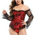 thumbnail image 2 of Jsaierl Women's Corset Top Plus Size Lace Sleeveless Gothic Renaissance Corset Party Bodysuit Corsets Going Out Bustier Shapewear, 2 of 6