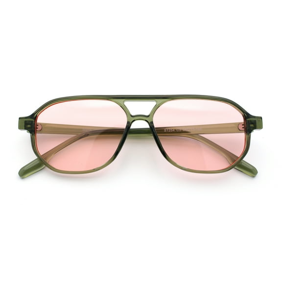 Boho Thin Plastic Racer Retro Color Hipster Fashion Sunglasses Green - Pink