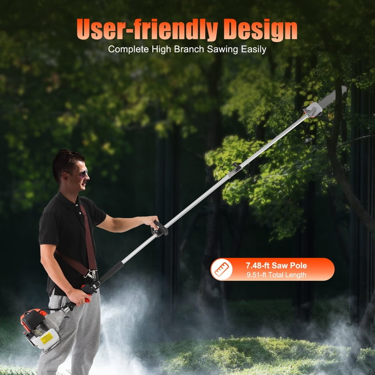 Gas Powered Tree Trimmer With 52CC Engine - 2 Stroke Chainsaw Pole Saw For Pruning Review Specs Price For Sale