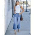 thumbnail image 5 of Women's Wide Leg Jeans Denim Pants Crop Flare Leg Jeans High Waisted Stretchy Straight Leg with Buttoned AnklesTrendy Casual with Pocket, 5 of 6