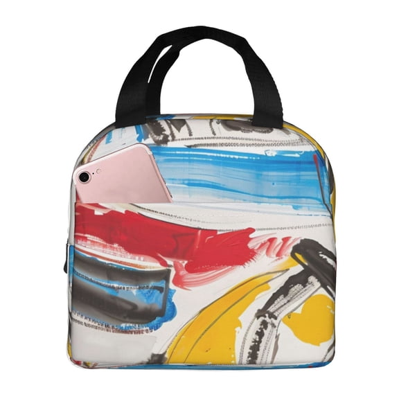 Vsdgher Colorful Abstract Bumper Cars Lunch Bag, Lunch Box for Women Adult Men, Lunch Tote Insulated Cooler Lunch Container for Work/Office/Picnic/Travel