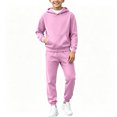 thumbnail image 4 of Gvtxlev Boys Tracksuits 2026 Long Sleeve Fleece Hoodies with Kangaroo Pocket Casual 2 Piece Jogger Set Solid Color Sizes 2-14 Years, 4 of 7