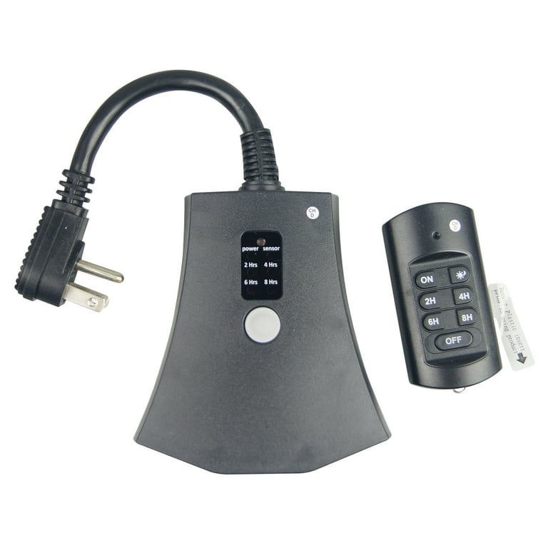 3-Outlet Wireless Remote with Timer, 15 Amps, Indoor/Outdoor, Black, by  Holiday Time