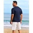 thumbnail image 5 of COOFANDY Mens Vintage Knit Polo Shirt Casual Short Sleeve Button Down Shirts Summer Beach Wear, 5 of 7