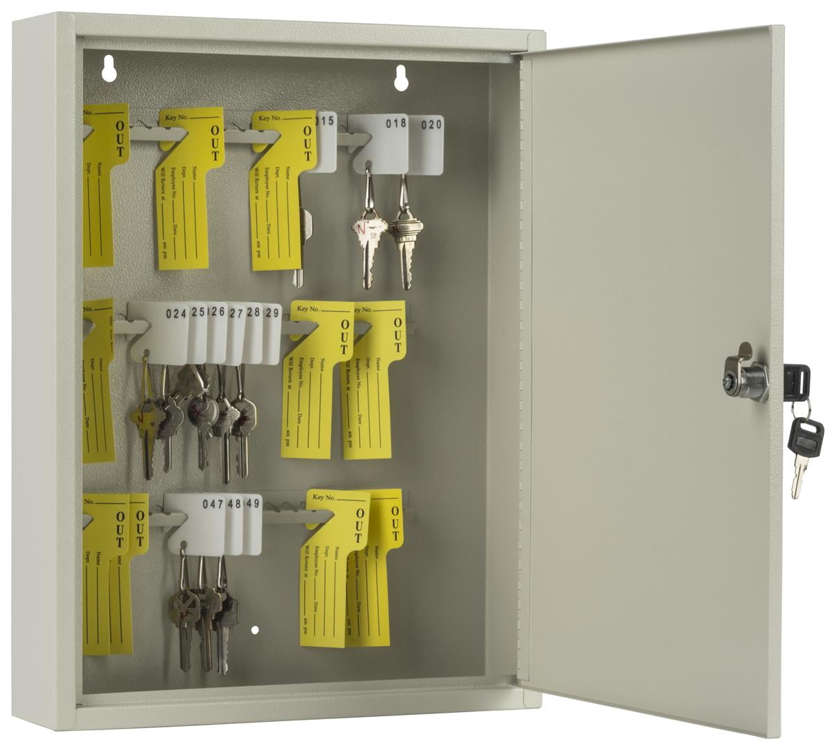 Locking Key Box Cabinet, 60 Hooks, Wall Mounted, Includes Tags (Gray ...