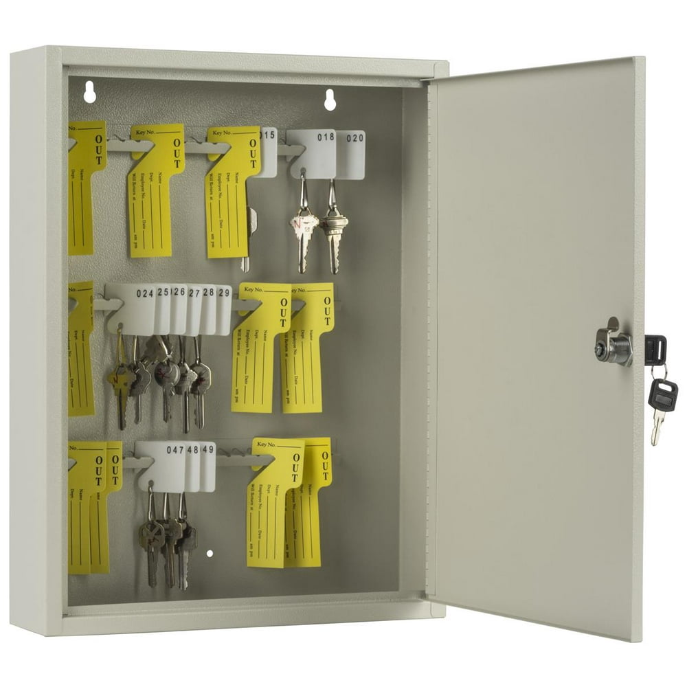 Displays2go Locking Key Box 60 Hooks, Wall Mounted, Includes
