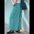 thumbnail image 4 of Pantalones Anchos de Verano para Mujer, Cómodos, Color Verde Malaquita, Talla M, 4 of 5