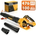 thumbnail image 2 of 21V Portable Cordless Leaf Blower, 100MPH & 476CFM, 2‑Speed Adjustable, Compatible with DEWALT 20V Battery, Tool Only, for Yard Lawn Driveway Cleaning, 2 of 11