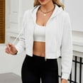 thumbnail image 2 of tarylea Hoodies for Women Drawstring Full Zipper Sweatshirt Long Sleeve Solid Color Crop Tops Casual Fitting Workout Running Tops, 2 of 6