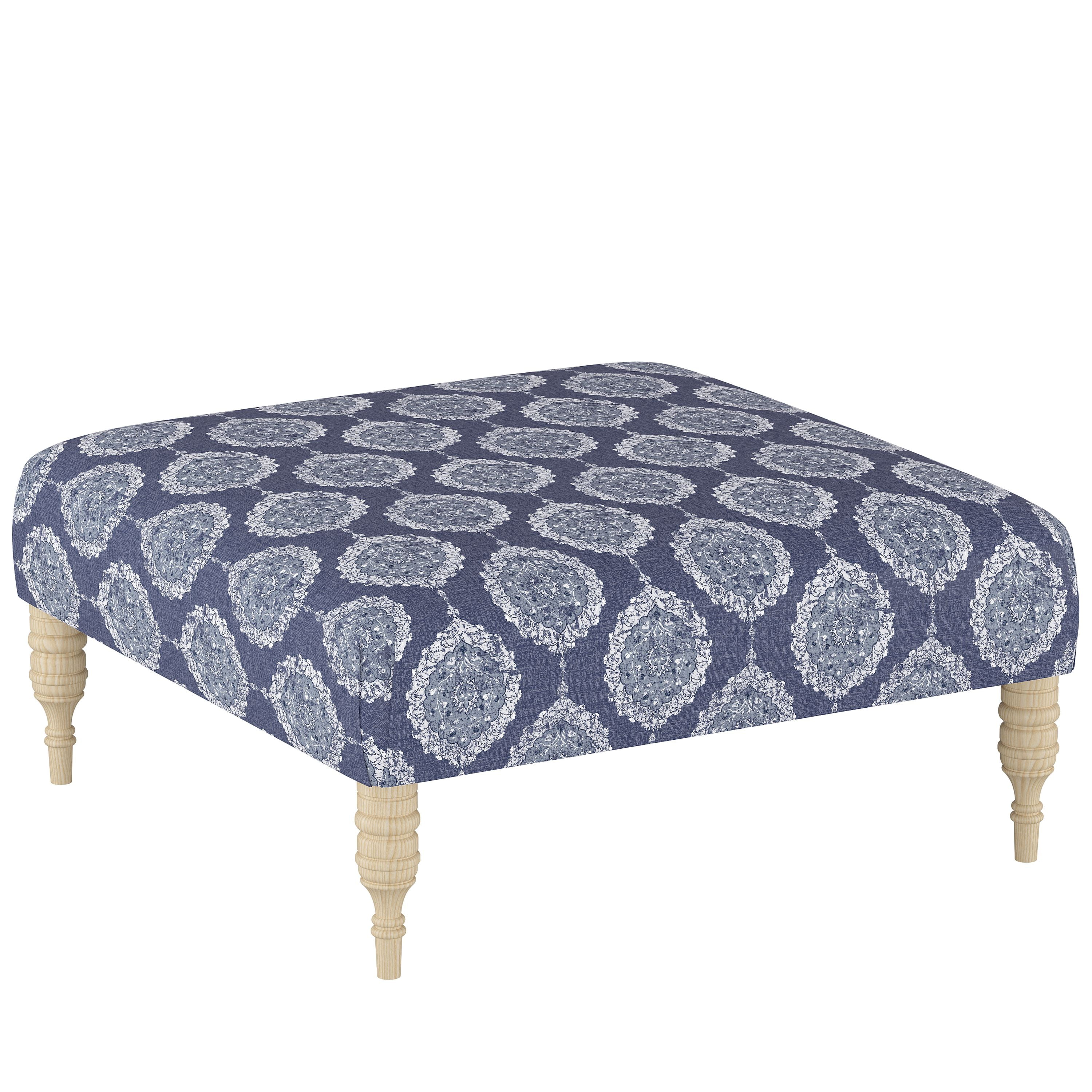 Cocktail Ottoman in Damask Blue - Walmart.com