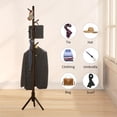thumbnail image 5 of stusgo Coat Rack Freestanding,Wood Coat Tree with 8 Hooks and 3 Adjustable Section Height for Bedroom,2 Pcs,Dark Walnut, 5 of 5