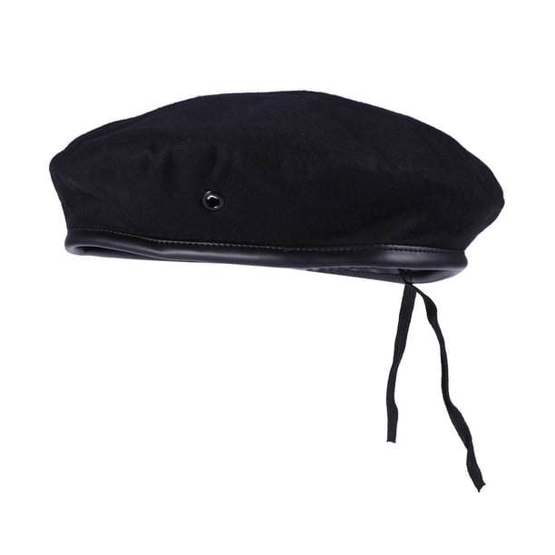 EeaseMX Sombrero de baile marinero negro, espectáculo de danza cuadrada, boinas de lana de cinco estrellas, estilo militar