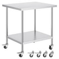 thumbnail image 3 of KFFKFF 30x18x38 Inch Stainless Steel Prep Table, Equipped with 4 Casters, Offers 3 Height Settings, Durable for Restaurant Kitchen Use, Silver, 3 of 8