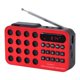 thumbnail image 2 of Mini radio FM portátil de bolsillo, recargable, reproductor MP3 con altavoz Rojo, 2 of 9