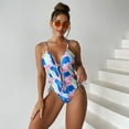 thumbnail image 3 of SWSMCLT Women's Cheeky Brazilian Padded Beach Swimming High Waisted Bathing Suit Sexy Swimsuit One Piece Swimsuit Blue 4-6, 3 of 4