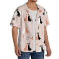 thumbnail image 4 of Xecao offers the White And Black Rabbit for Men's Casual Short-sleeved Shirt, a button-up collared shirt with a pocket, perfect for beach vacations and yacht travel in the X-Large size., 4 of 7