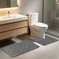 thumbnail image 4 of Vacemry Bathroom Toilet Rug Set 2-Piece, Non Slip U-Shape Latex Bath Mat, Absorbent Quick-Dry Floor Carpet, Velvet Fleece Bathroom Rugs For Toilet Shower Tub Washable Decor, 4 of 6