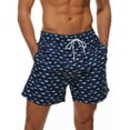 thumbnail image 5 of New Boys Mens Swimming Trunks Swim Shorts Board Shorts With Pockets Print Swimwear Beachwear Underwear Swimsuit Beach Pants Casual Quick Dry Bathing Suit Surfing Dark Blue Fish Print M, 5 of 8