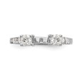 thumbnail image 4 of Solid 14K White Gold Three Stone Diamond Side-Stones with CZ Cubic Zirconia Peg Set Center Stone Engagement Ring Size 7, 4 of 8