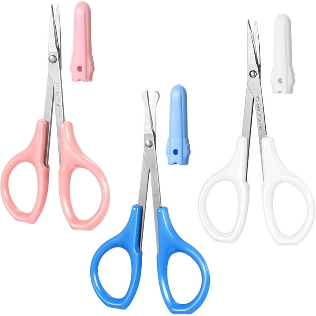 yeuweold Pcs Ensemble de Ciseaux pour Poils de Nez, Ciseaux pour Poils de Nez, Ciseaux à Barbe, Ciseaux à Barbe 10cm, Ciseaux à Moustache avec Pointe Ronde Courbée pour Poils, Cils, Moustache, Nez